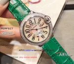 Perfect Replica Ballon Bleu Cartier Ladies 36mm Watches Green Leather Strap